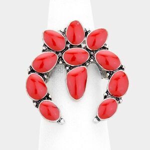 Western Tribal Red Antique Metal Stretch Ring